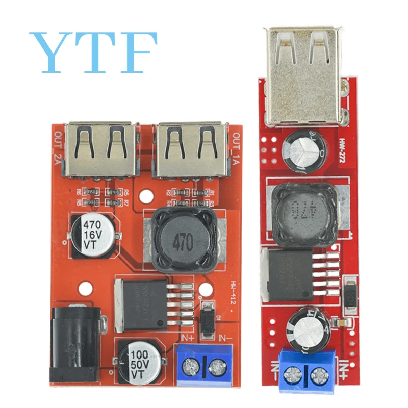 

LM2596 Dual USB Output 9V / 12V / 24V / 36V Car Charger Switch 5V DC-DC Power Supply Module 3A Buck Regulator Converter