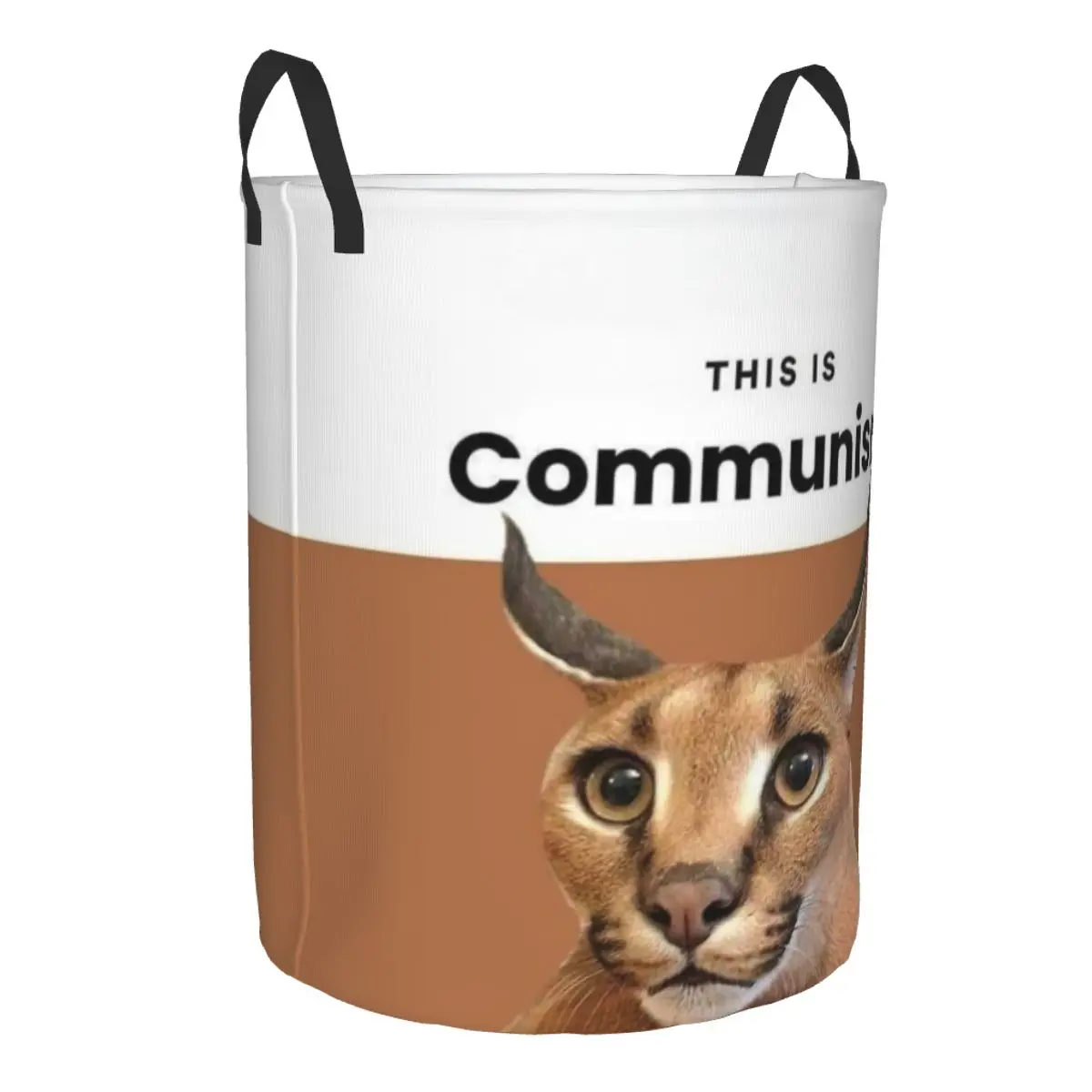 Communism Floppa Cute Meme Laundry Basket Foldable Caracal Cat Clothes Hamper for Baby Kids Toys Storage Bin