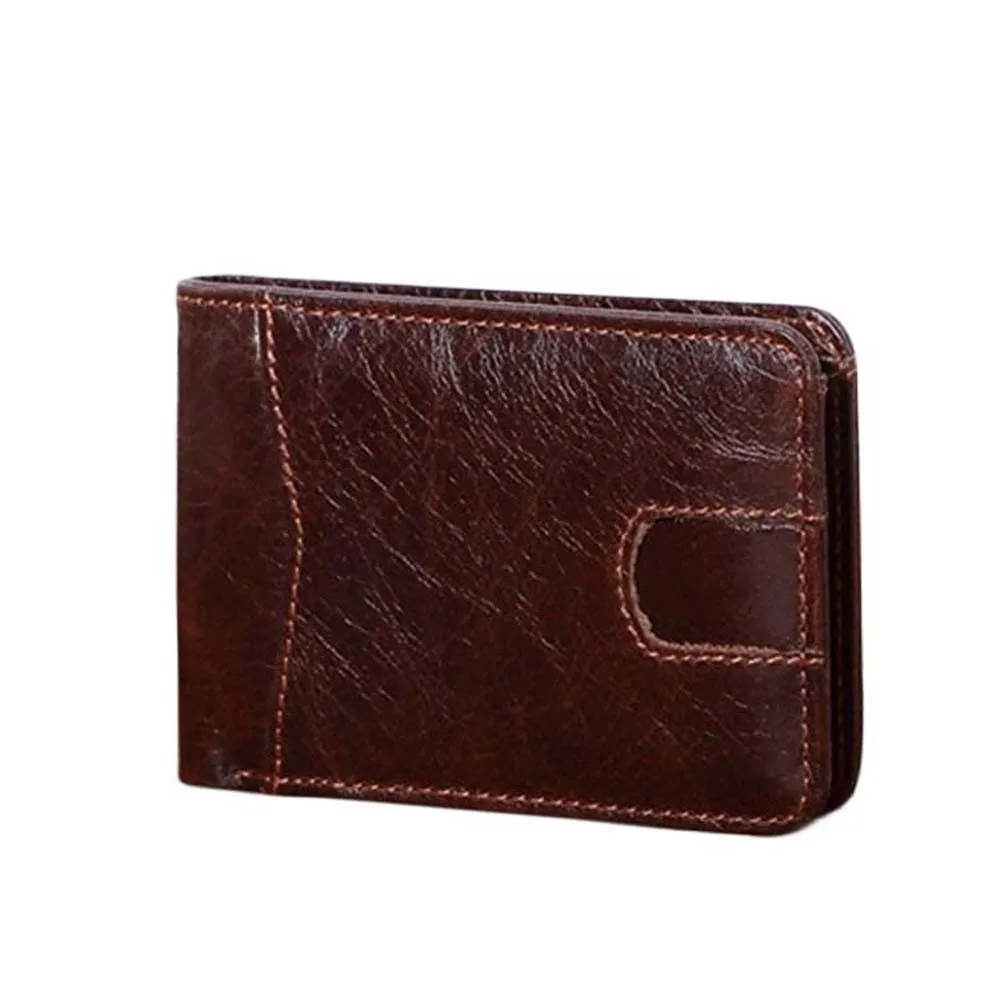 

Portable Large Capacity Thin Leather Wallet Anti-lost Solid Color Retro Money Bag Multiple-cards Classic Men Coin Purse Daily