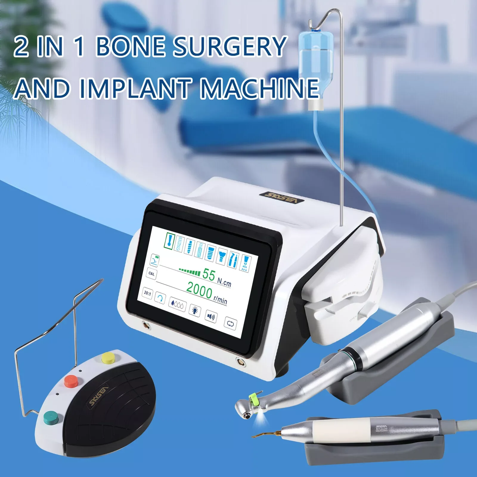 2in1 Dental Surgery Piezosurgery Ultrasonic Bone Cutter+Surgical Implant Motor Fit Nsk