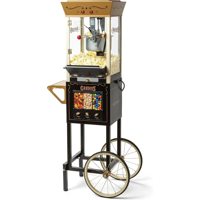 

Professional Cart With 8 Oz Kettle Makes Up to 32 Cups with Candy & Kernel Dispenser Vintage Popcorn Popcorn Maker Machine