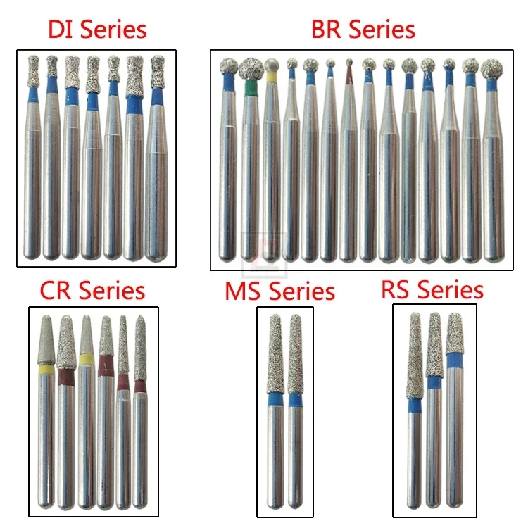 5pcs/box Dental Diamond Burs Drill 1.6mm Shank for High Speed Handpiece Burs Emery High Hardness Dentistry Nail Polishing