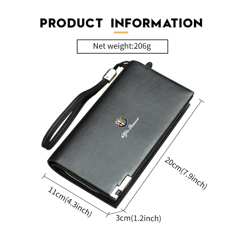 Hub Caps Car Emblem Purse Zipper Coin Bag Card Clip Driver License Cover For Alfa Romeo GT Stelvio F1 Brera Volante Tonale Glori view 6