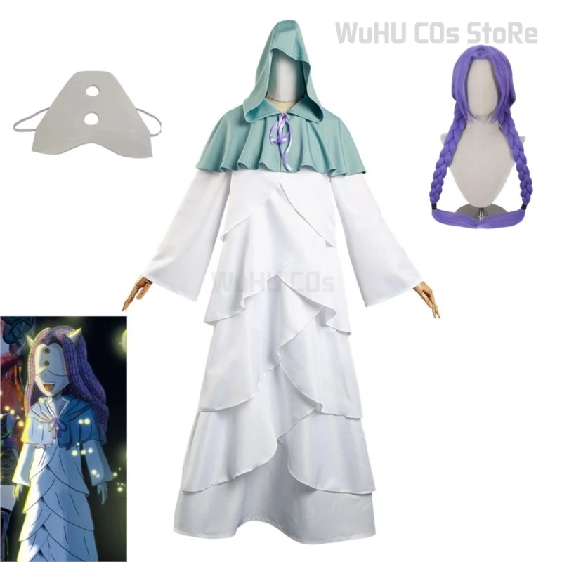 อะนิเมะสัญญา Neverland คอสเพลย์ Mujika เครื่องแต่งกาย Ghost Mujika คอสเพลย์เสื้อคลุมสีขาวชุด Halloween Carnival ชุด