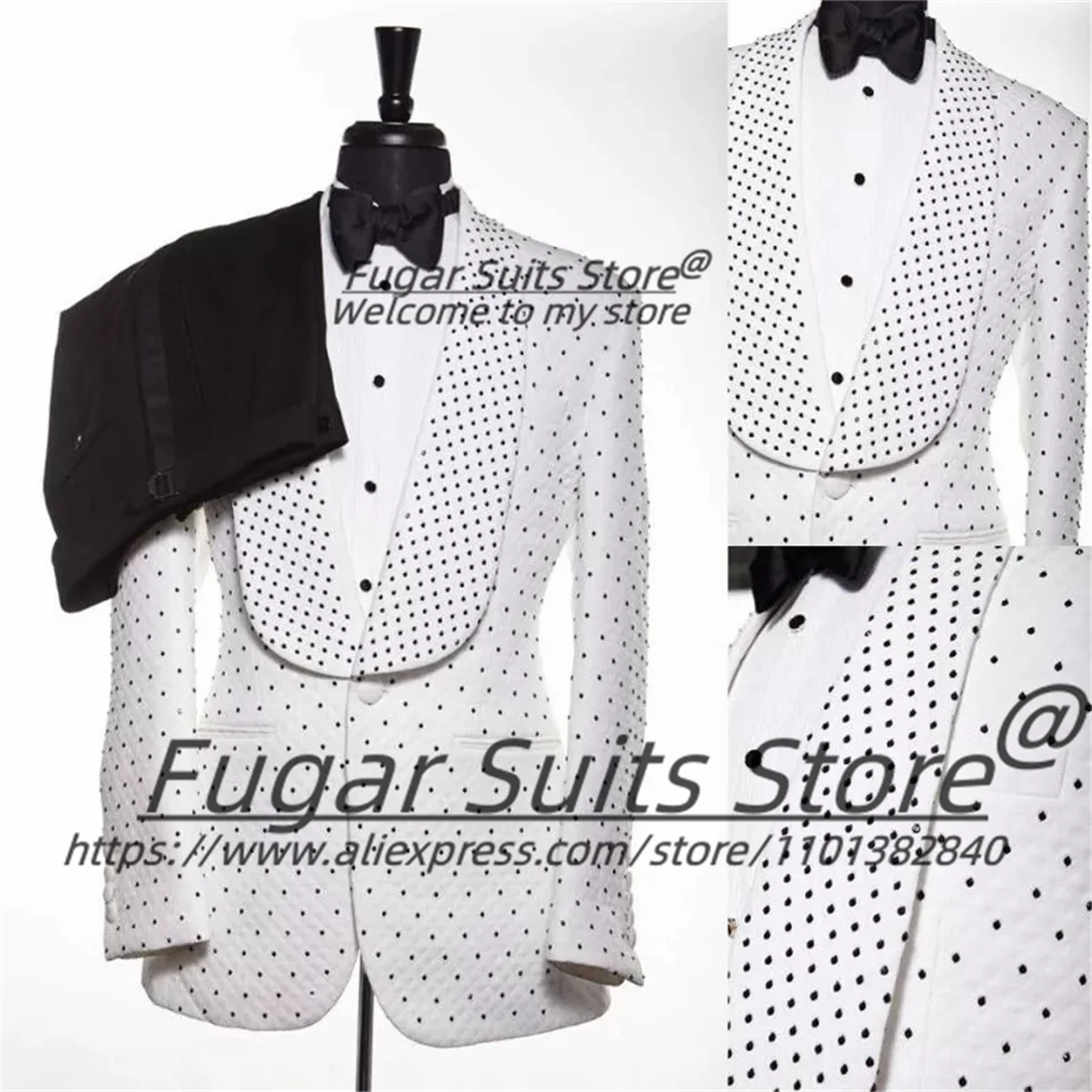 

Роскошные блестящие смокинги для жениха с камнями и бисером, индивидуальные облегающие свадебные смокинги с шалью и лацканами, комплекты из 2 предметов, trajes para hombre