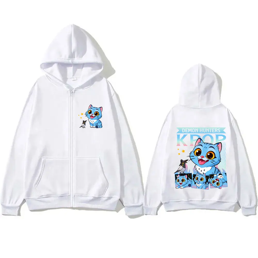 Kpop Demon Hunters Derpy Tiger Zipper Hoodie Men's Casual Oversized Zip Up Jacket Coat Men Women Fashion Cartoon Trend Hoodies