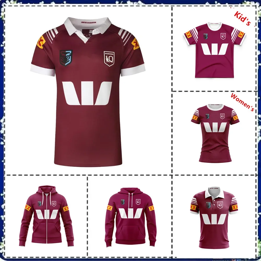 

2024 QUEENSLAND MAROONS MENS HOME RUGBY Hooded zipper JERSEY QLD Maroons Kids -Women's -Size: S-5XL ( Print name and number )