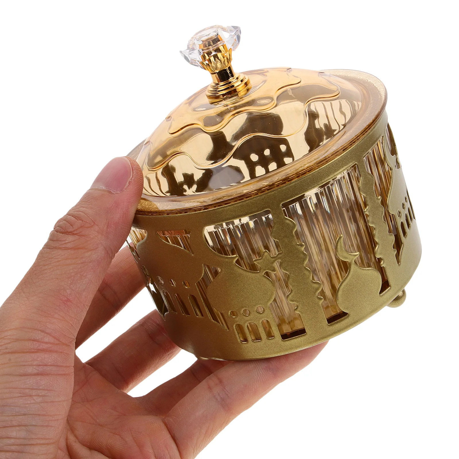

2Pcs Candy Storage Jar Lid Eid Mubarak Sweets Container Decorative Bowl Ramadan Kitchen Snack Dish Party Candy Container