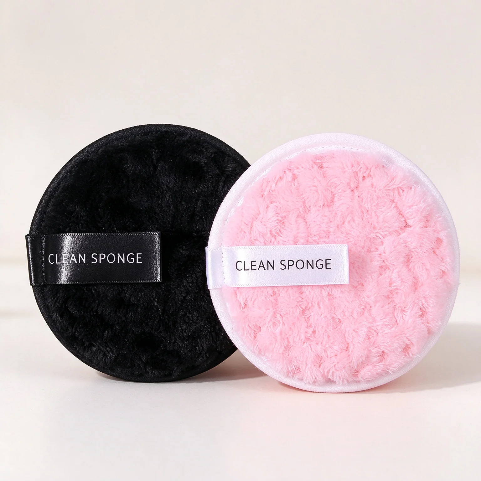 2Pcs Soft Microfiber Makeup Remover Sponge, Reusable Round Makeup Remover Pad for All Skin Types, Washable Facial Cleansing Pad