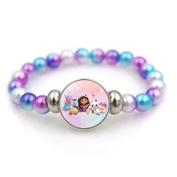 Anime Bracelet Gabby Dollhouse Cartoon Colorful Beaded Bracelet Sweet Jewelry Resin Retractable Decorations Birthday Kid Gift