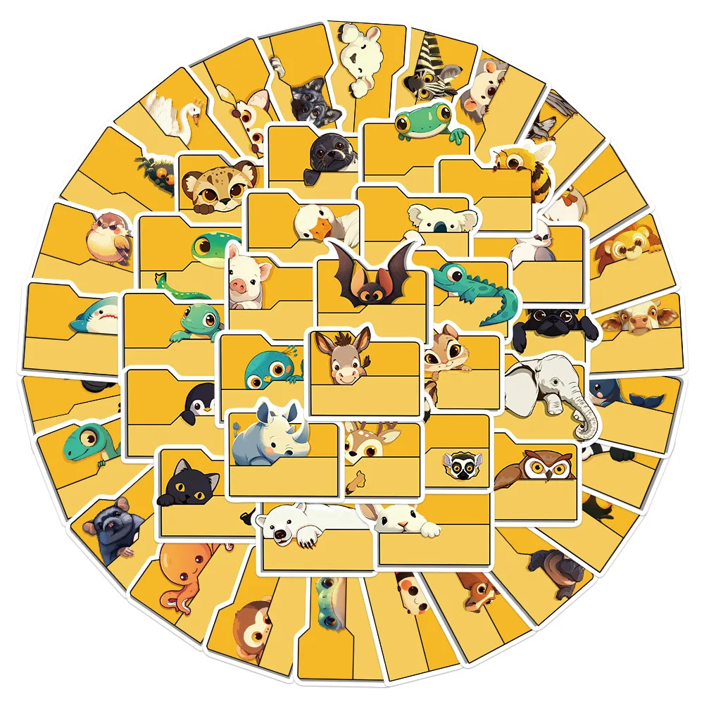 50PCS Cartoon Folder Animal Graffiti Stickers, Decor Luggage, Guitar, Water Bottles, Skateboard Stickers