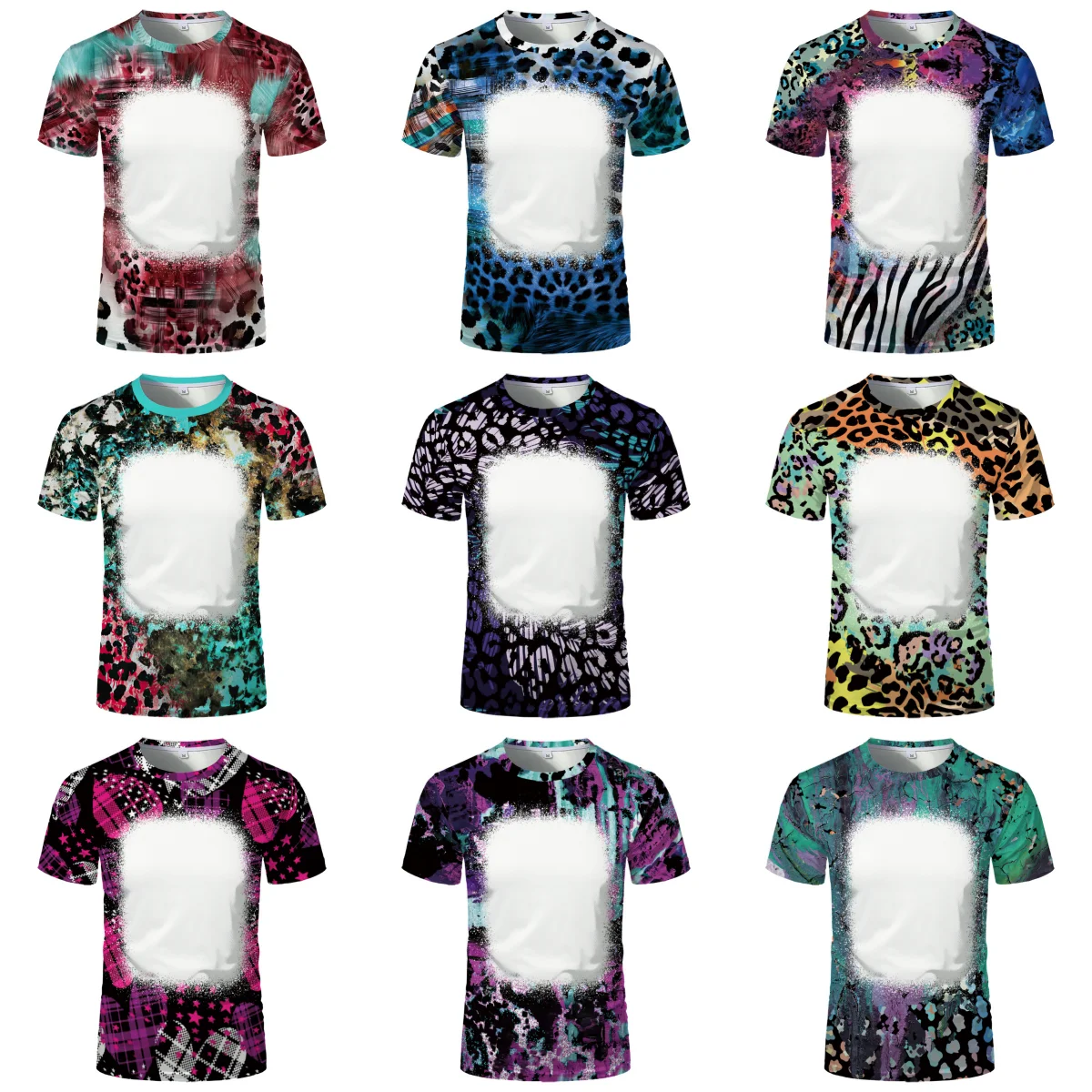 Thermal Sublimation Blank Dazzle Spotted Summer Crew-neck Short Sleeve Animal Texture Element Unisexes T-shirt