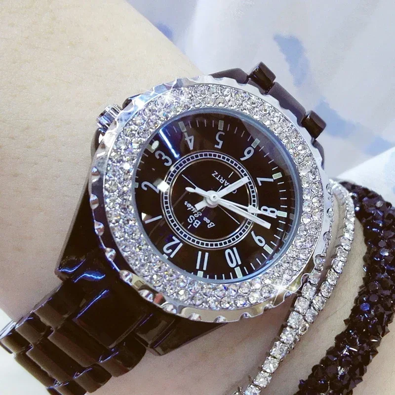 Diamond Watches Woman Light Luxury Quartz Wristwatches Fashion Brand Ceramic Strap Watch for Women Wristwatch Rhinestone Reloj