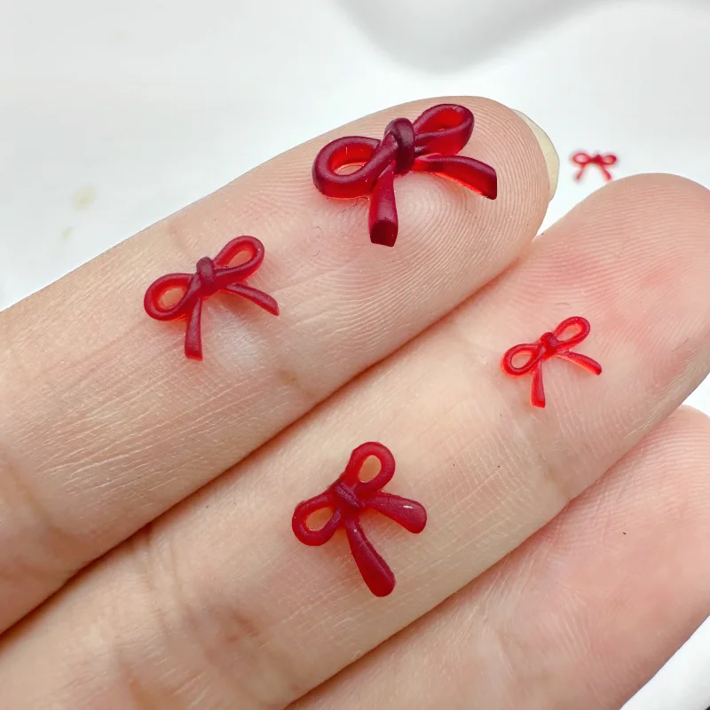 20pcs French Bow Nail Resin Charms Jewelry Cool Wine Red Mini Bow Ribbon Nails parti di decorazione nuovi accessori per Nail Art di 4 dimensioni