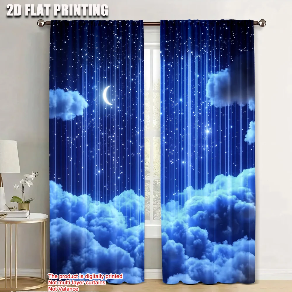 2pc,  Drapes starry sky Durable Polyester,Without Electricity Party Decorations Suitable for Party Decor