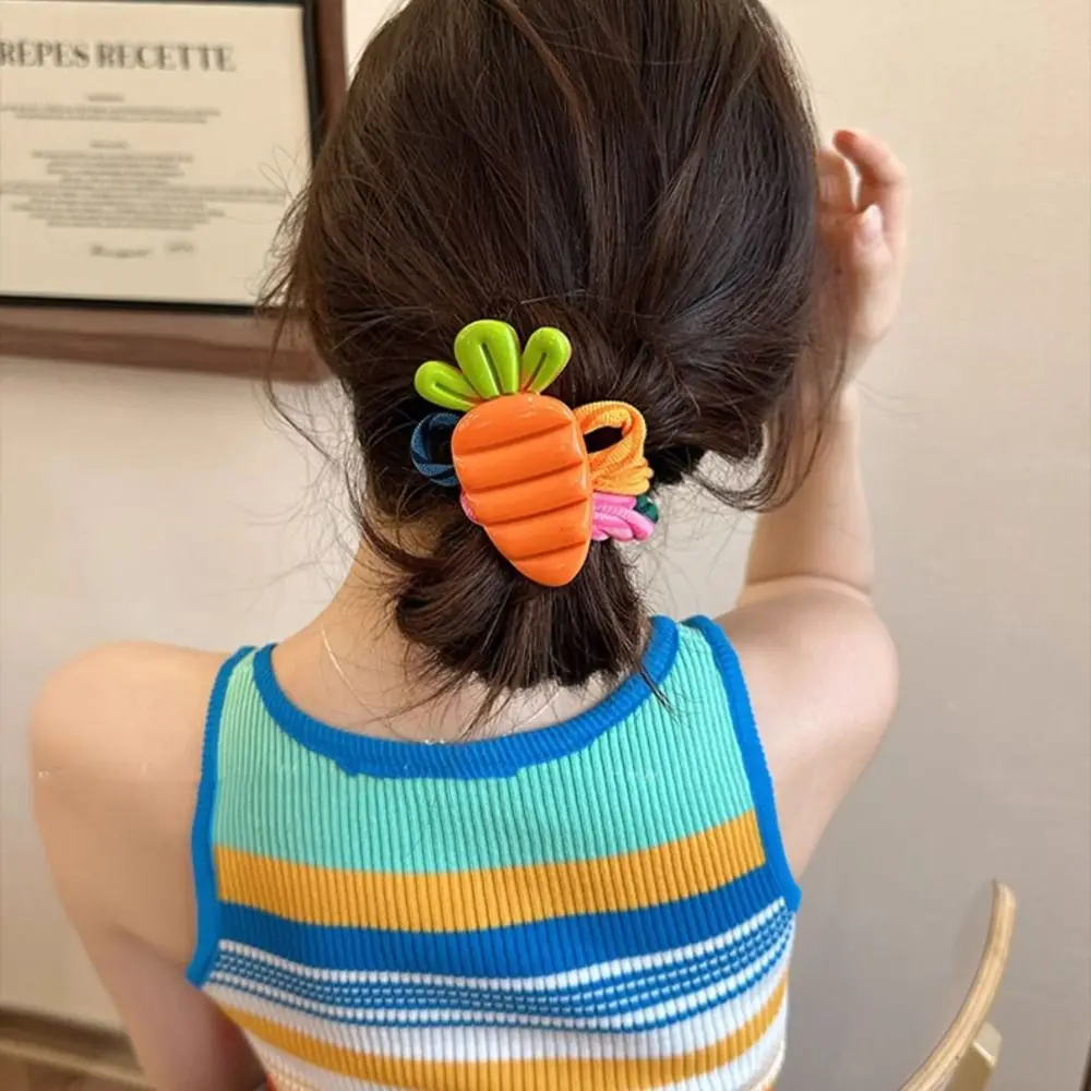 Pineapple Fruit Hair Rope Korean Style Elastic Hair Band Strawberry Ponytail Holder Hair Ring Watermelon Woven Scrunchies Girls