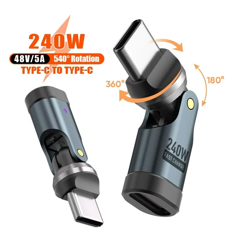 

New 240W 5A Type C To C OTG Adapter Fast Charging Cable Adapter USB-C Male To Female Converter