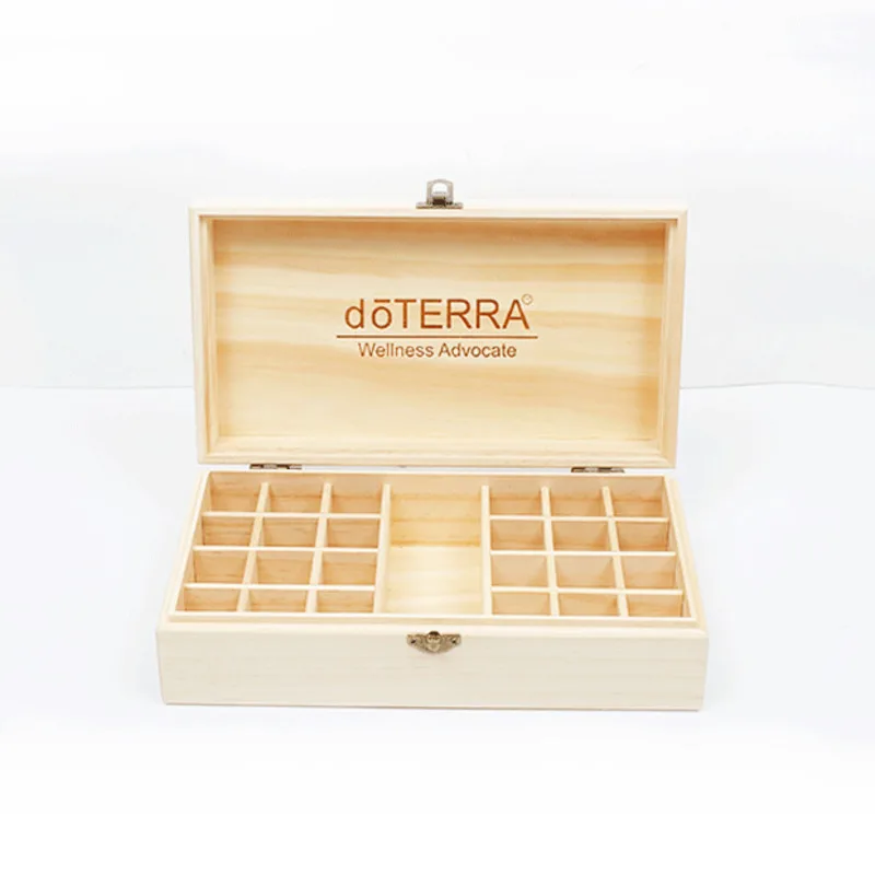 For doTERRA Essential Oil Storage Wooden Box 25 Compartment Storage Box 15ML 24+1 Compartment Essential Oil Display Box