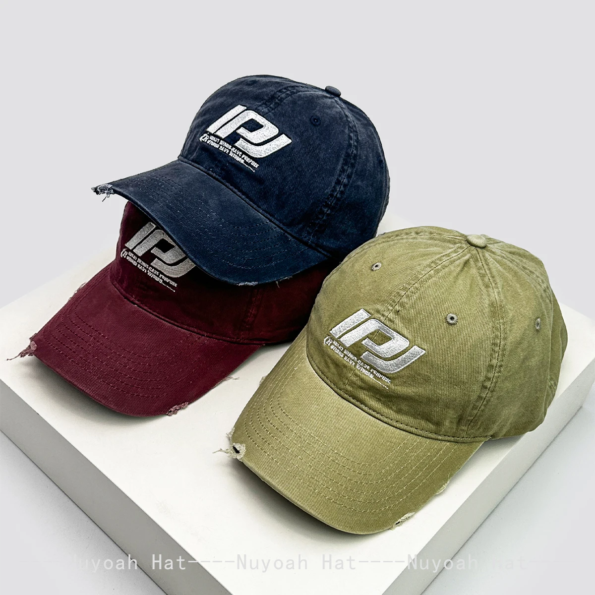 

New Men Women American Vintage Embroidered IPJ letters Baseball Hats Sunshade Broken Style Versatile Peaked Caps Casual Fashion