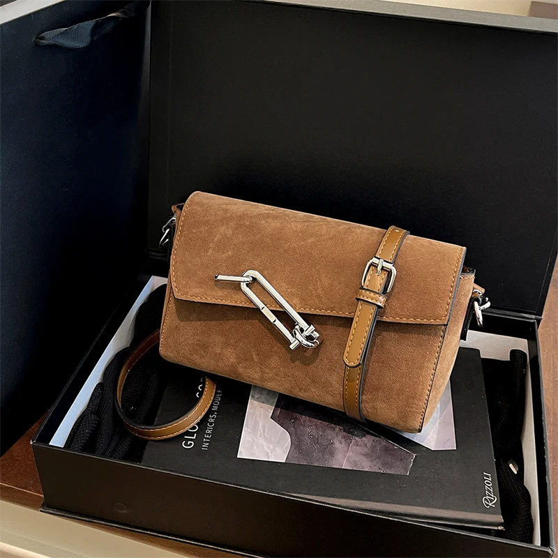 

Light Luxury High-end Square Bags Niche Designer Frosted Lock Box Bags Stylish Retro Crossbody Bag New Exquisite Versatile Bags
