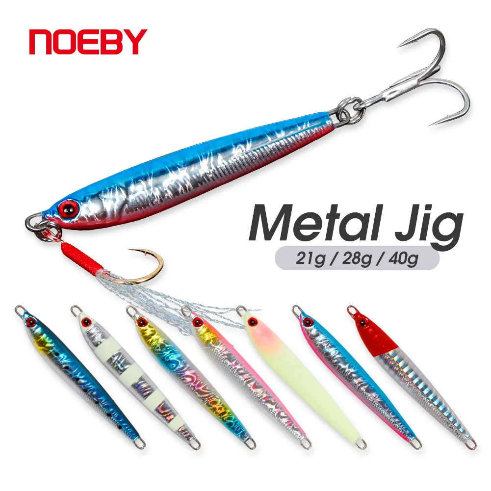 NOEBY Slow Jigging Metal Jig Fishing Lure 21g 28g 40g Long Casting Shore Jigging Spoon Artificial Hard Bait for Sea Fishing Lure