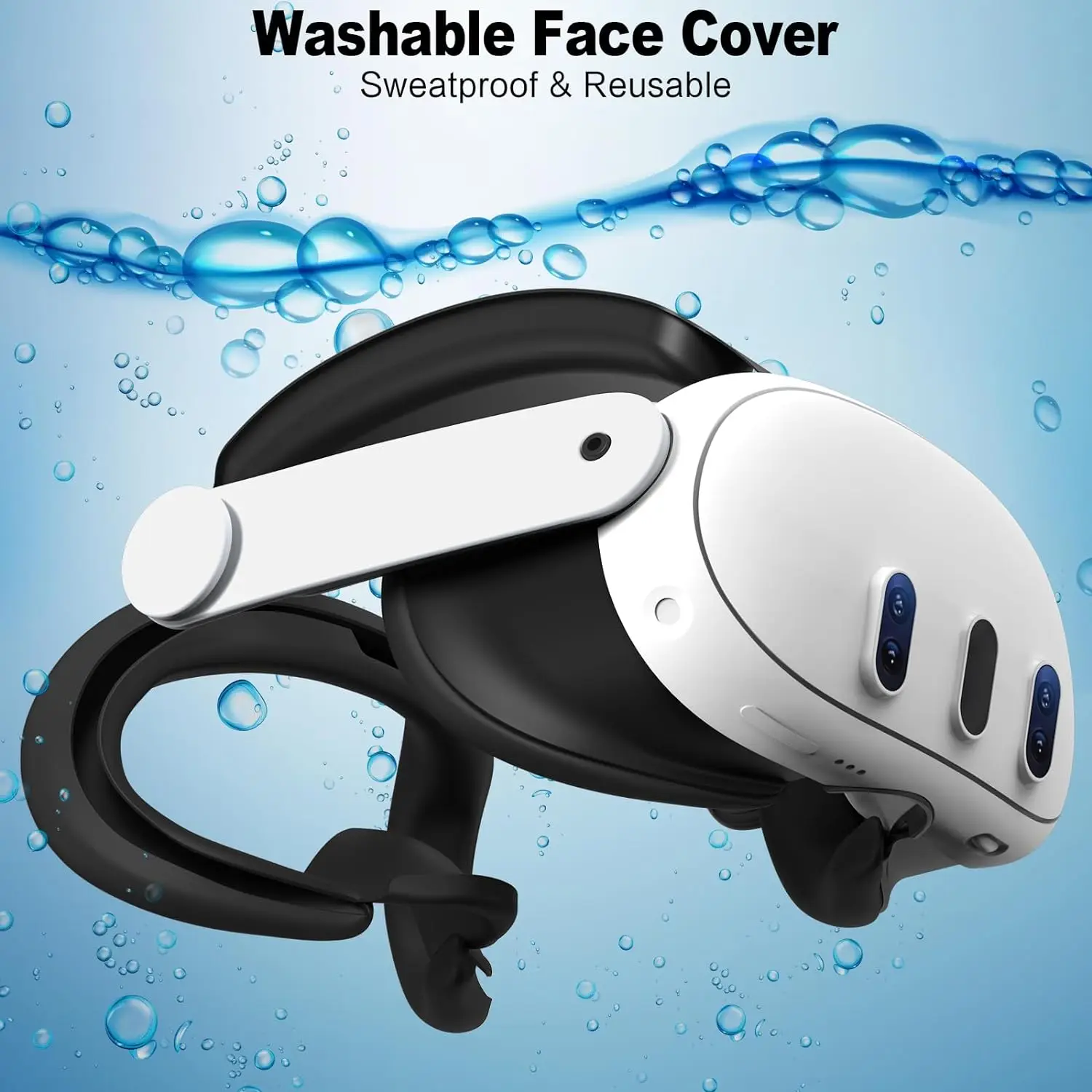 

Washable VR Silicone Covers for Meta Quest 3 Accessories Face Cushion Cover Face Pad W Lens Covers Protectors for Oculus Quest 3