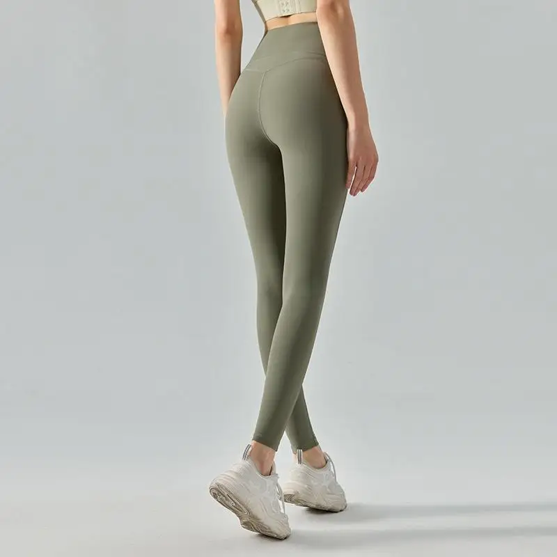 Nulux High-Intensity Tight Yoga Pants High Waist Sports Leggings High Stretch Ultra-Thin Quick-Dry Pants Green Brown Khaki