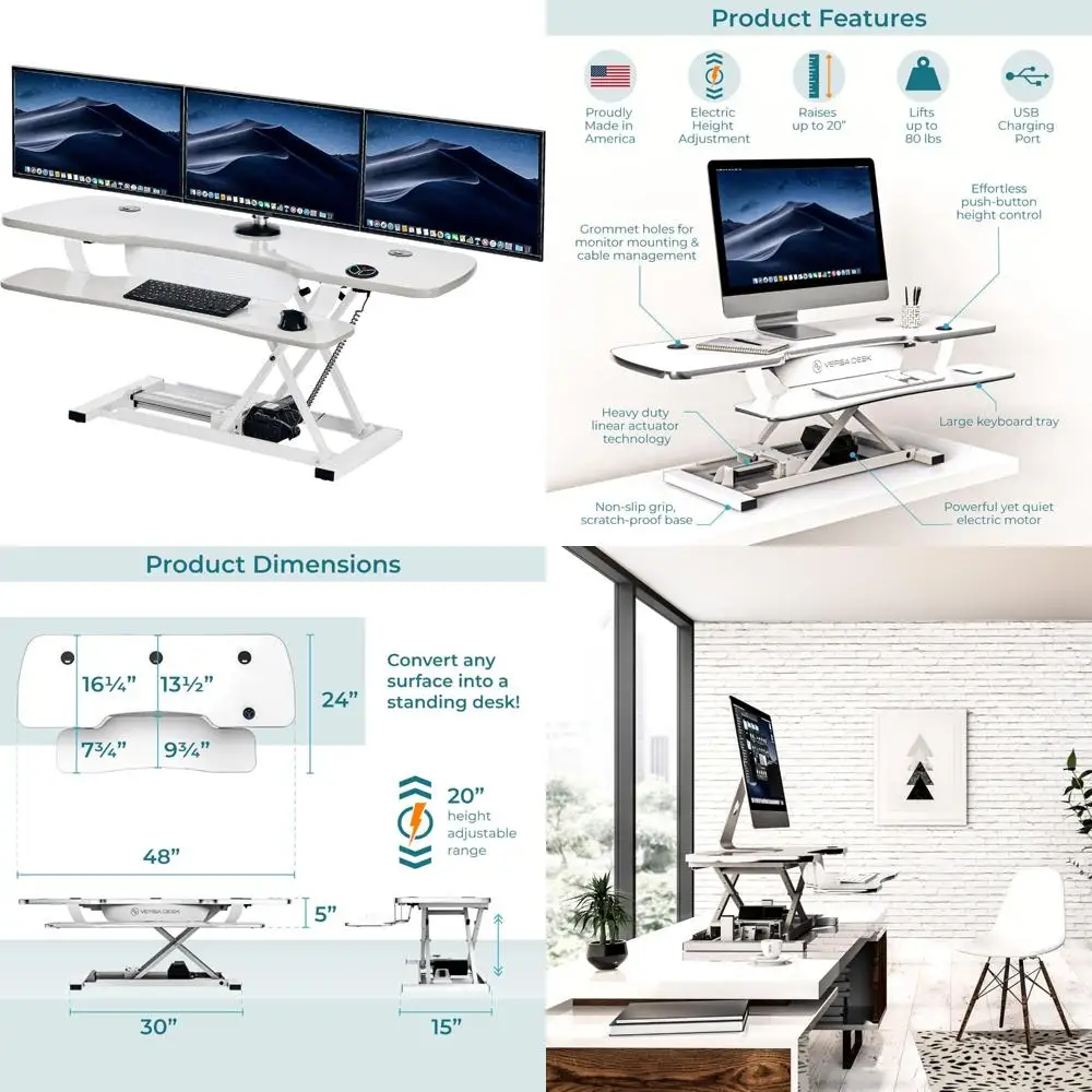 

Электрический настольный конвертер с регулируемой высотой, 48-дюймовая настольная стойка с очень широким пространством для повышенного комфорта и V