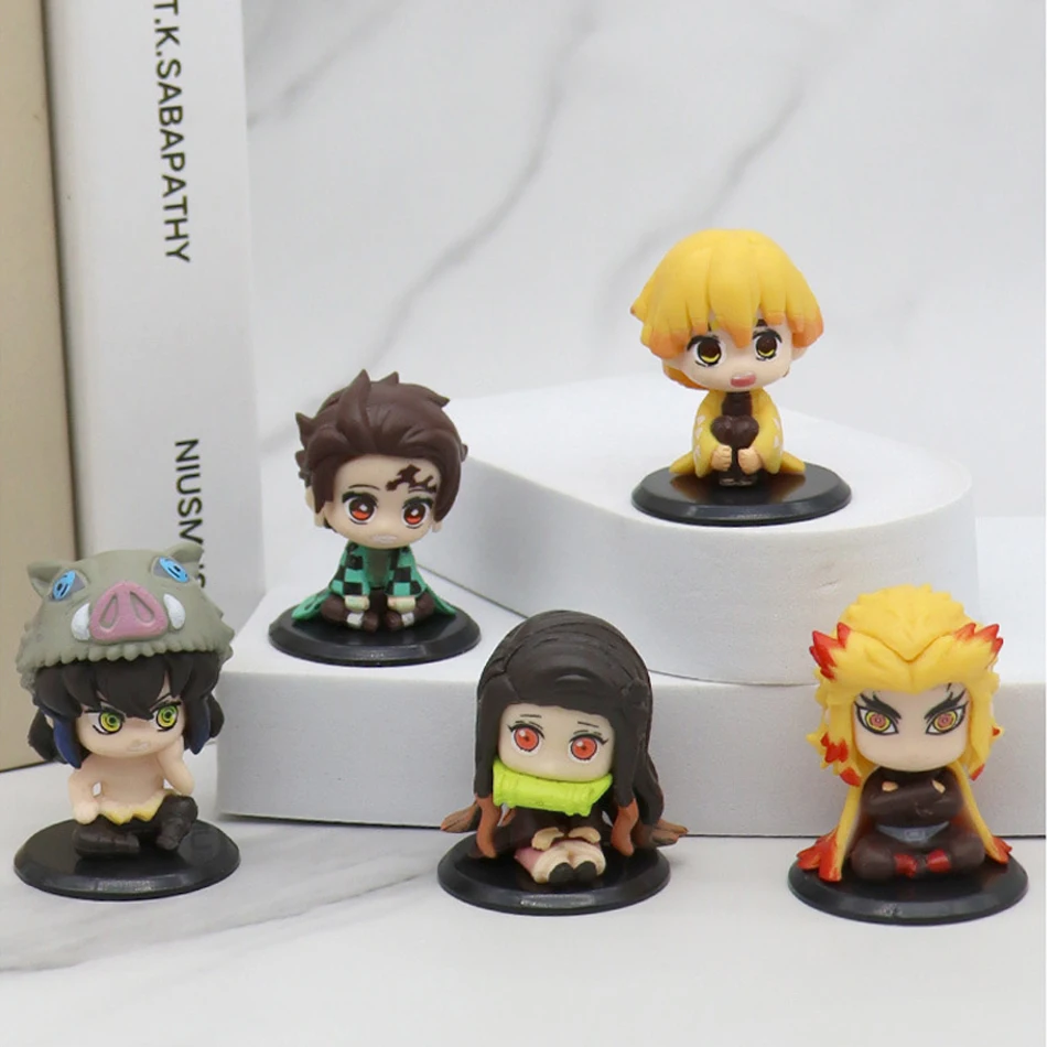 Q版 鬼滅の刃 15種類/セット 座り姿 鬼滅の刃フィギュア 炭治郎 竈門炭治郎 岳村信楽 網目善逸 フィギュア アクションフィギュア 映画モデル おもちゃ 人形