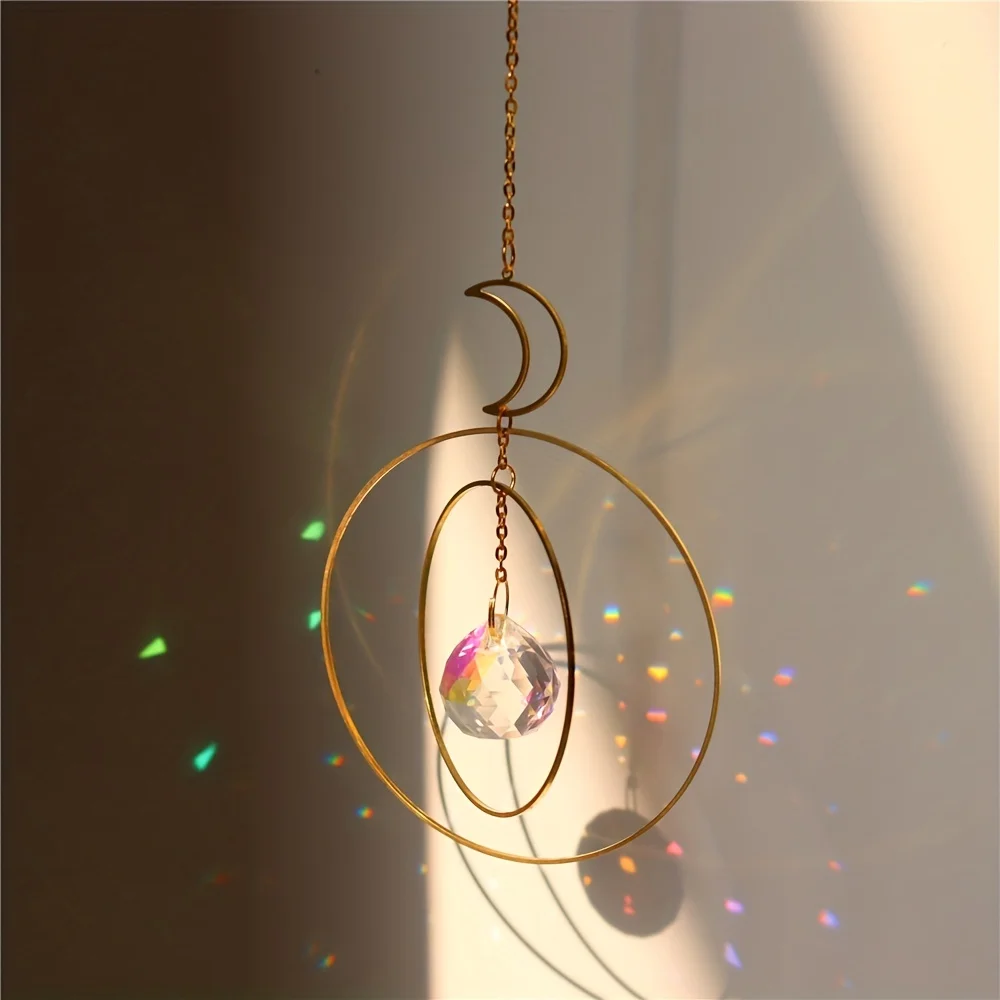 1 crystal sun catcher, wind chime, moon star pendant for wedding homes, car suspension, outdoor decoration