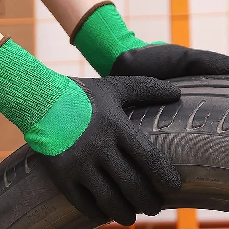 Luvas de trabalho Super Grip, Borracha, Antiderrapante, Impermeável, Resistente ao Desgaste, Jardim, Construtor de Reparação, 1 Par