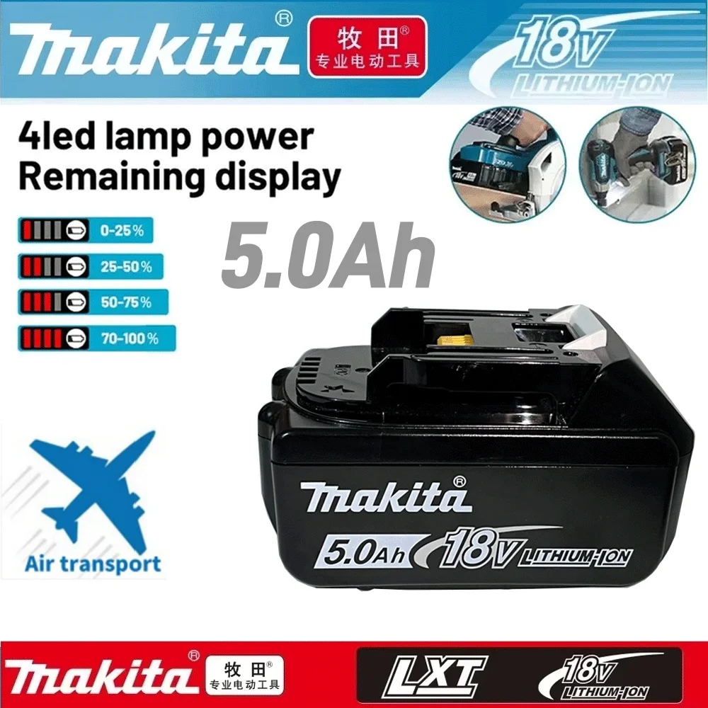 

BL1850B 100% Genuine 18V Makita 5Ah/5000mAh Makita Battery BL1840 BL1830B BL1850 BL1860 BL1815 Replacement Lithium Battery