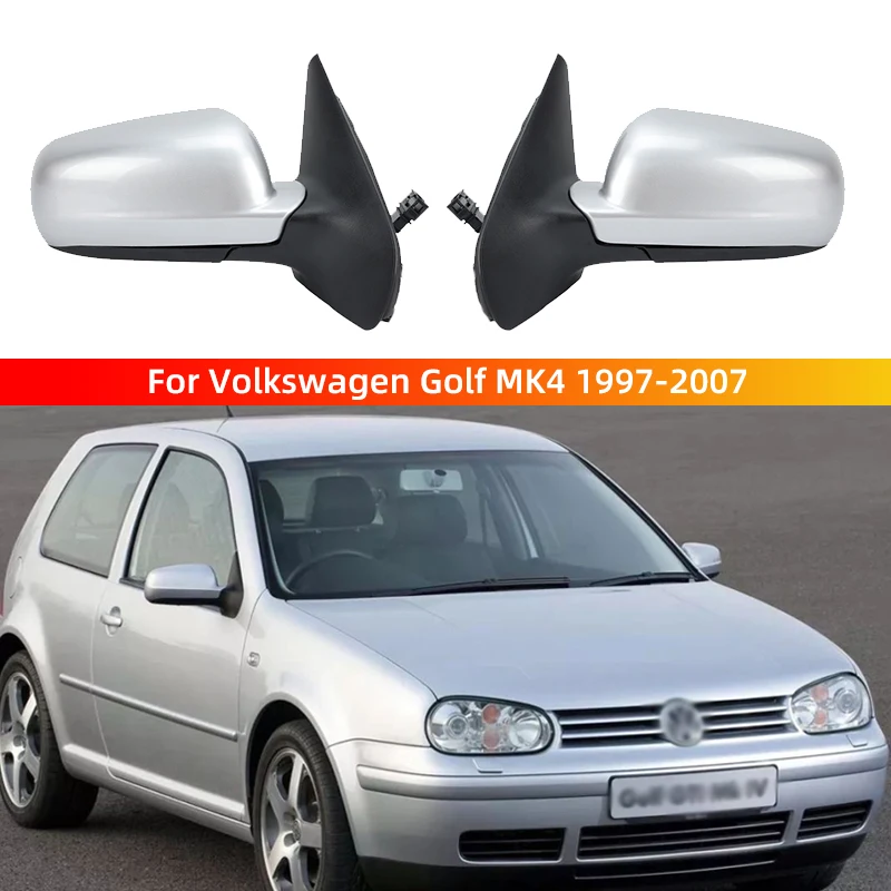 

5 Pins Side Door Mirror Assembly For Volkswagen Golf MK4 1997-2007 Silver Gray Heated Manual Folding Wing Mirror Car Accessories