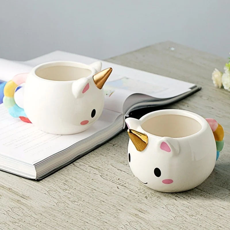 3D Funny Coffee Mug Children Girl Unicorn Cute Cup Rainbow Handle Gift 300ml Cartoon Tasse Licorne Mugs Taza Unicornio Cups