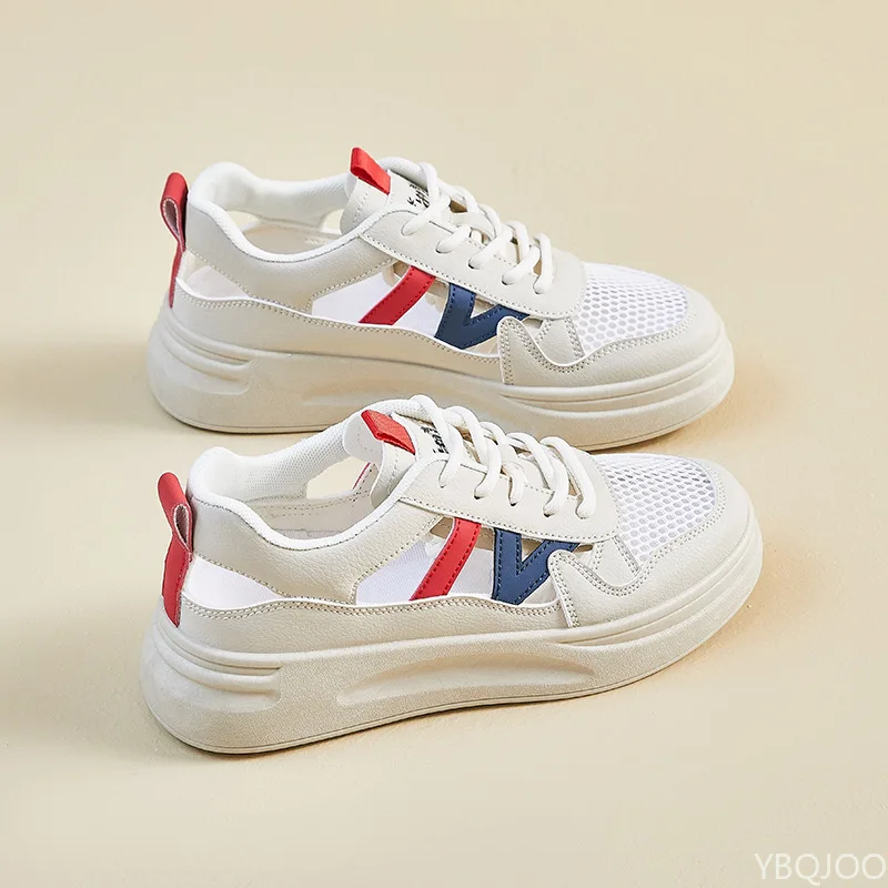 

Summer Little White Shoes New Female Students Height Increasing Hollow Mesh Casual Simple Comfortable Women's Shoes