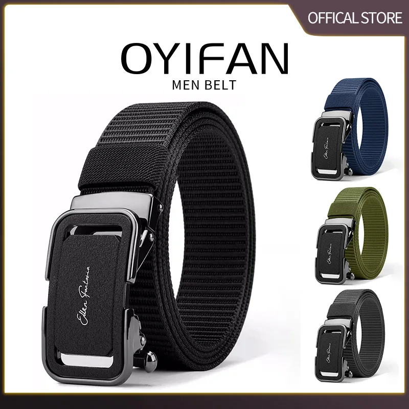 Men's Jeans Belt Casual Fashion Nylon Belt Outdoor Sports Tactical Belt Metal Buckle Automatic Belt