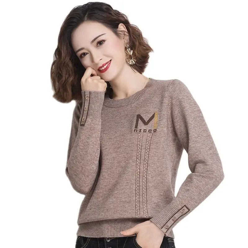 Pullover Women's Sweaters Spring Autumn O-neck Long-sleeved Short Bottoming Shirt Koreane Loose Kniting Jumper Femme Tops H90