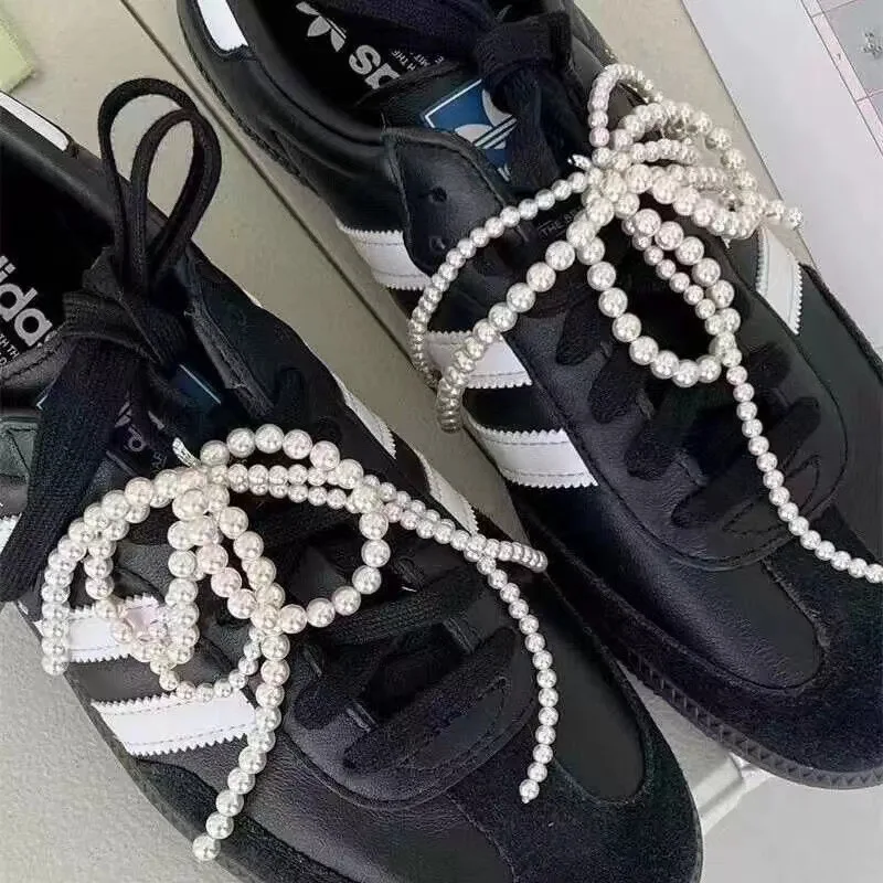 Pearl Beaded Shoelace Charm, Detachable Shoe Lace Accessory, Sweet Shoe Decoration for Sneakers