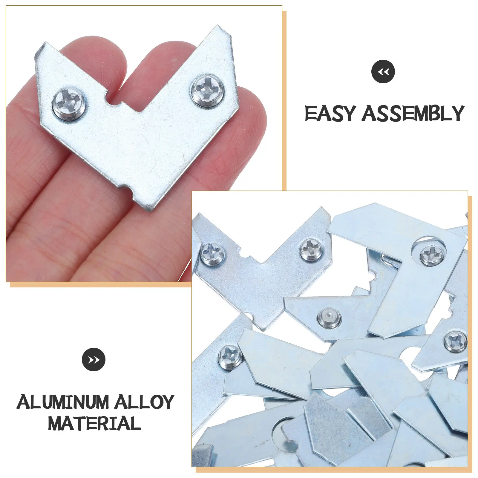 50Pcs Heavy Duty Picture Frame Corner Brackets Aluminum 90 Degree Angle Braces for Wood Frame Repair DIY Hardware
