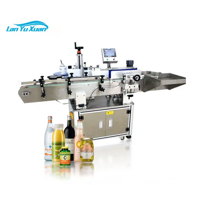 High speed automatic round bottle stickers filling and labeling machine for plastic glass