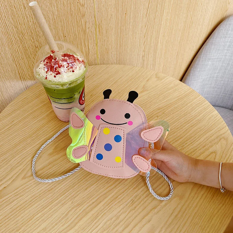 New Cartoon Cute Children\'s Bag PU Shoulder Bag Girl Korean Leisure Crossbody Bag Small Insect Zero Wallet