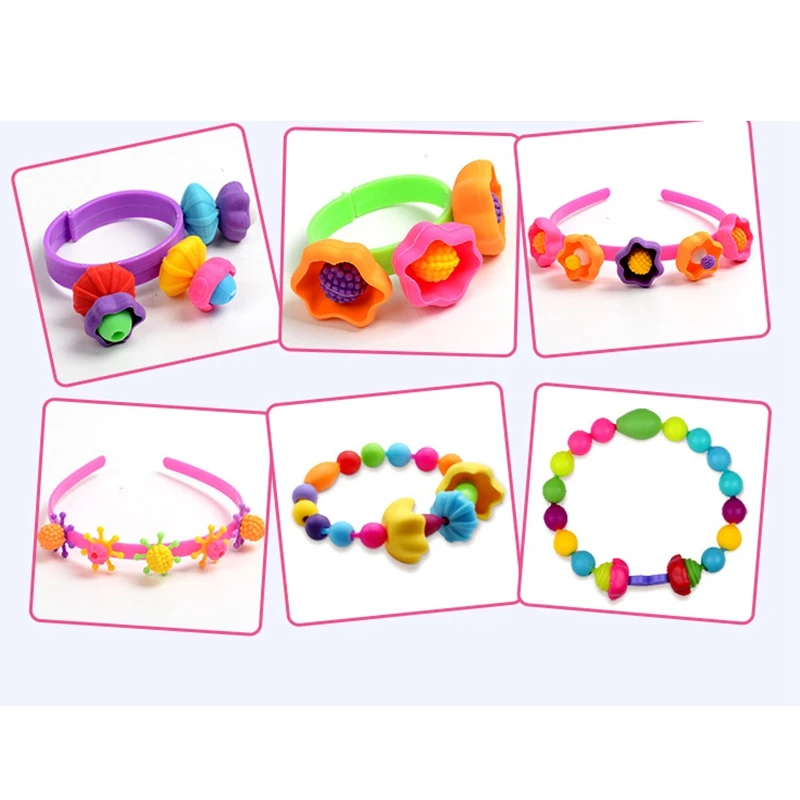 550Pcs Kids Beads Set Handicrafts DIY Creative Colorful Assorted Shapes Girls Toys Manual Craft Necklaces Making Kit