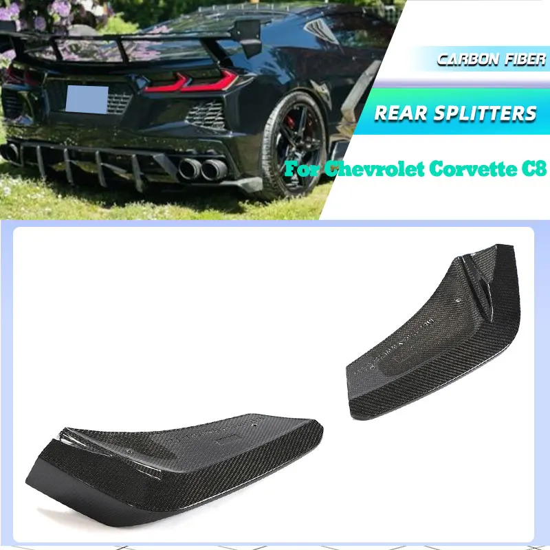 

Full Carbon Fiber Car Rear Bumper Splitters Fins for Chevrolet Corvette C8 Stingray 2-Door 2020-2023 Racing Rear Winglets FRP