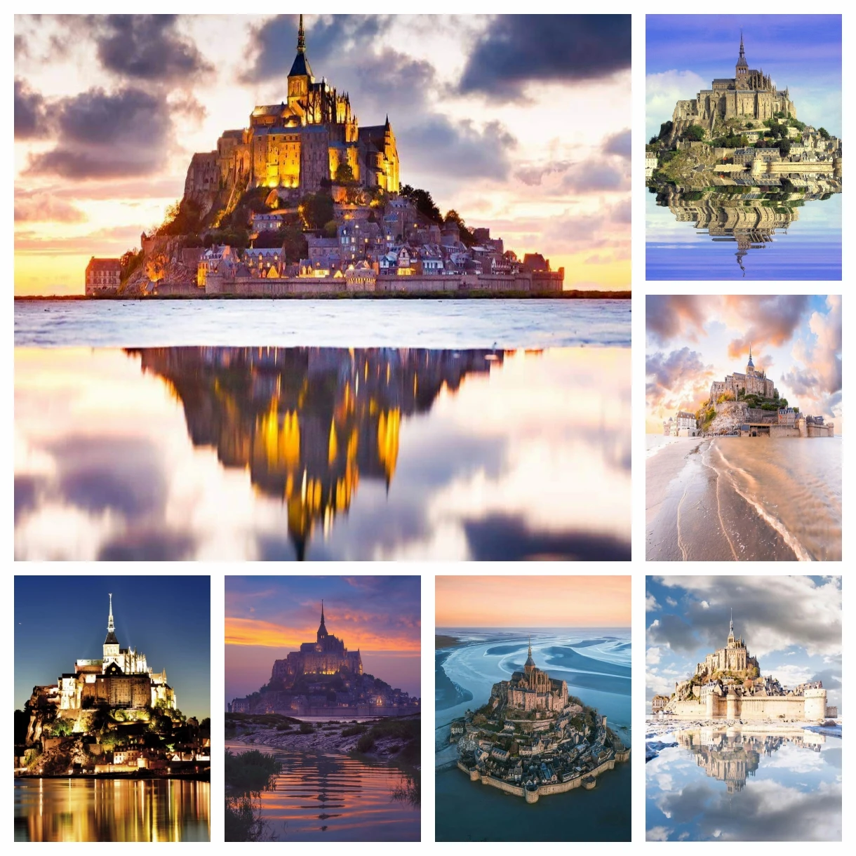 DIY Mont Saint Michel Landscape Full Diamond Painting French Famous Castle Scenery Cross Stitch Mosaic Picture Living Room Decor