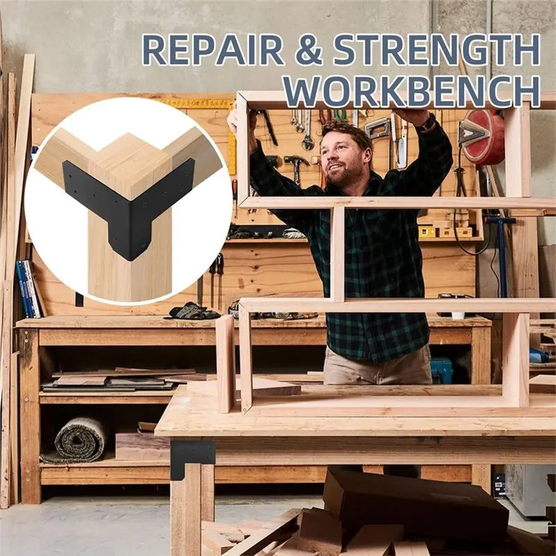IALJ-Workbench Brackets Kit 4 PCS 3-Way Workbench Corner Brackets DIY For Custom Workbench Work Table