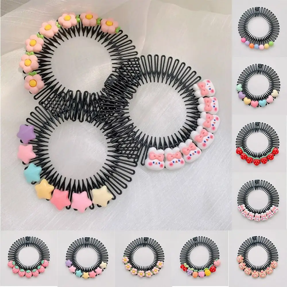 

Spring Cartoon Invisible Extra Hair Holder Round Fixed Combs Hair Styling Comb Cartoon Design Hair Wear Fixed Teeth Combs Women