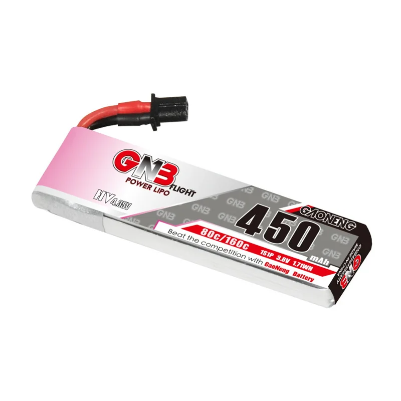 GAONENG-GNB 1S Bateria LiPo, 450mAh, 3.8V, HV, 80C, 160C, A30 Cabo para BetaFPV Beta75X, Happymodel Móvel 6, DIY Plug VS BT2.0