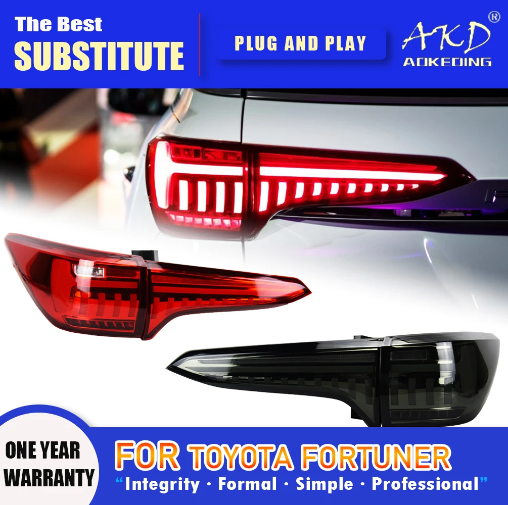 AKD Tail Lamp for Toyota Fortuner LED Tail Light 2016-2021 Fortuner Rear Fog Brake Turn Signal Automotive Accessories