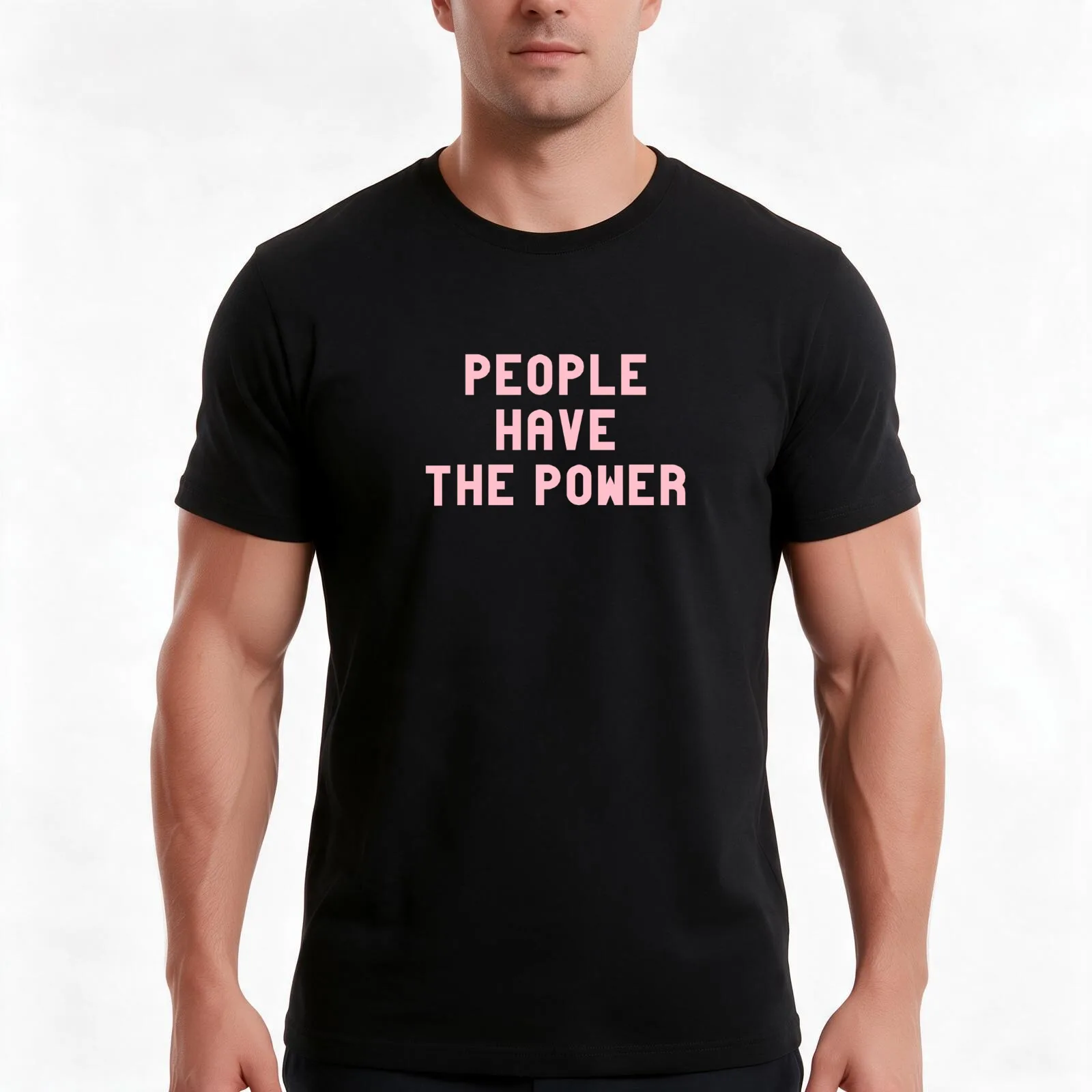People have the power 2 pink T-Shirt Summer Casual Cotton Tee Oversized Streetwear Tops Vintage Graphic Print 100% Cotton