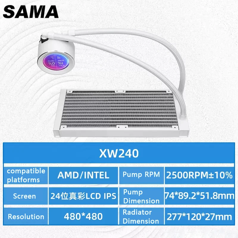 SAMA-disipador de calor de CPU líquido AIO de 240mm para Intel LGA 1700 2011 1200 1150 X99 AMD Ryzen AM5 AM4, refrigeración por agua XW240